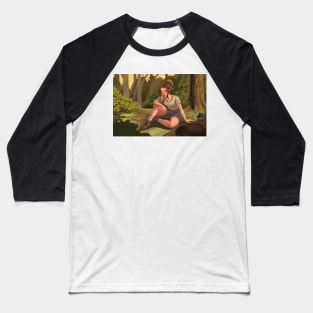 Woman on a Forest Hike Digital Painting Baseball T-Shirt